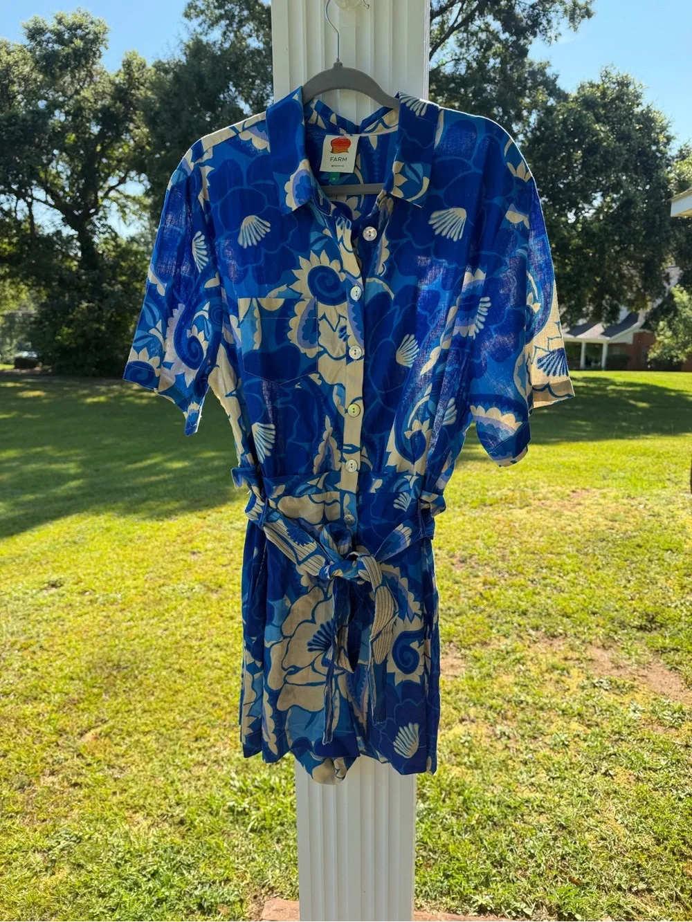 Farm Rio Printed Romper - Blue Jumpsuits and Rompers - Picture 4 of 4